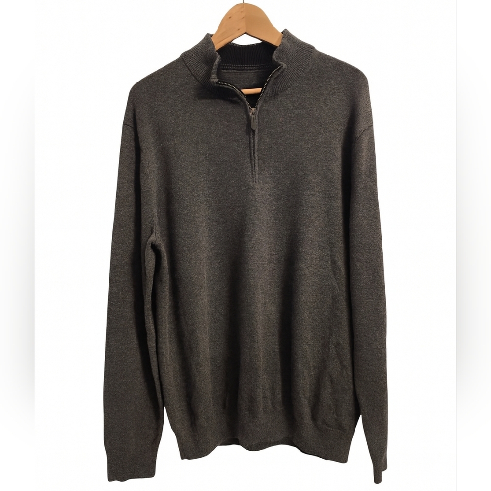 Vineyard Vines Men's Gray Wool & Cotton Zip-Up Sweater